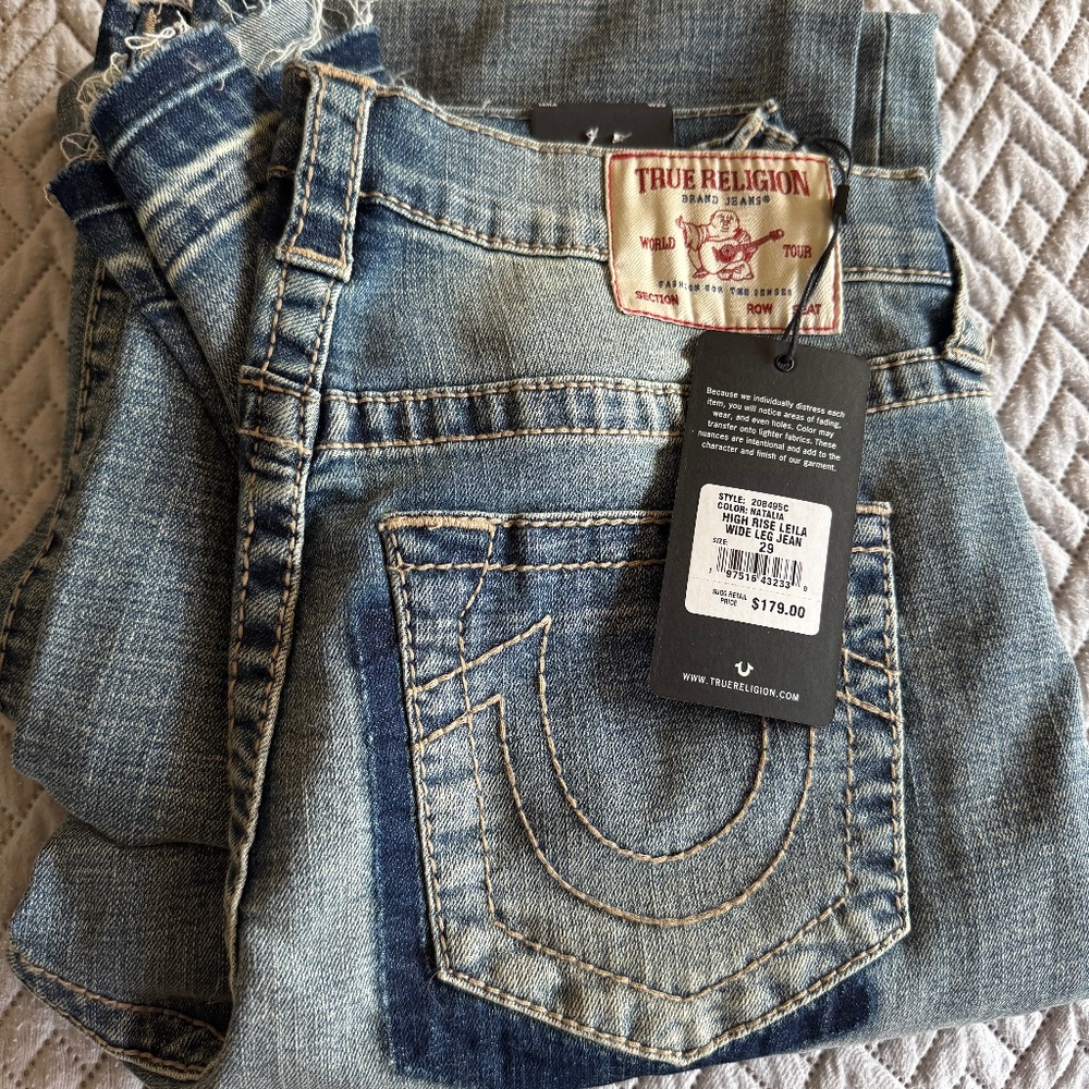 True Religion Leila Shadow Pocket Wide Leg Jeans